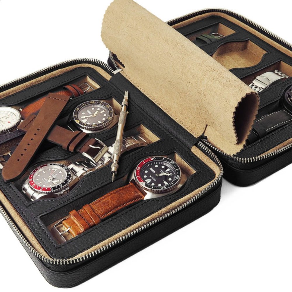 Genuine Italian leather 8 Slot Watch Case Storage